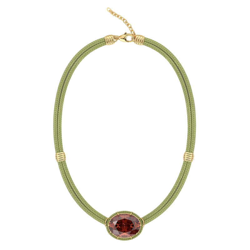 Madeira Citrine Silk Cord Pendant, Lime Green Cord