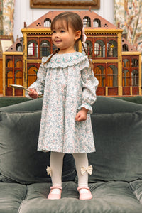 Yse Blue Floral Long Sleeve Bishop Dress and Purse