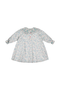 Yse Blue Floral Long Sleeve Bishop Dress and Purse