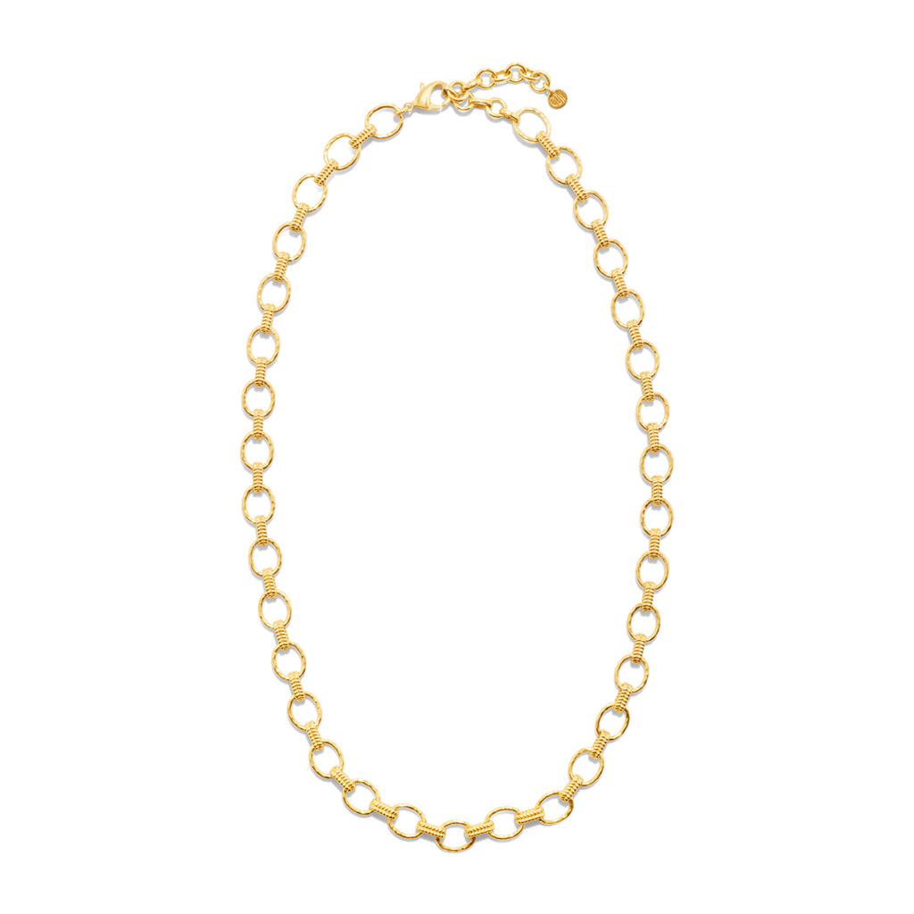 Cleopatra Small Link Necklace in Hammered Gold