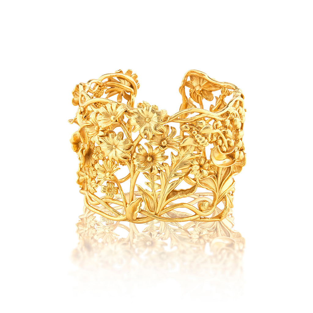 Meadow Wildflower Cuff in Gold