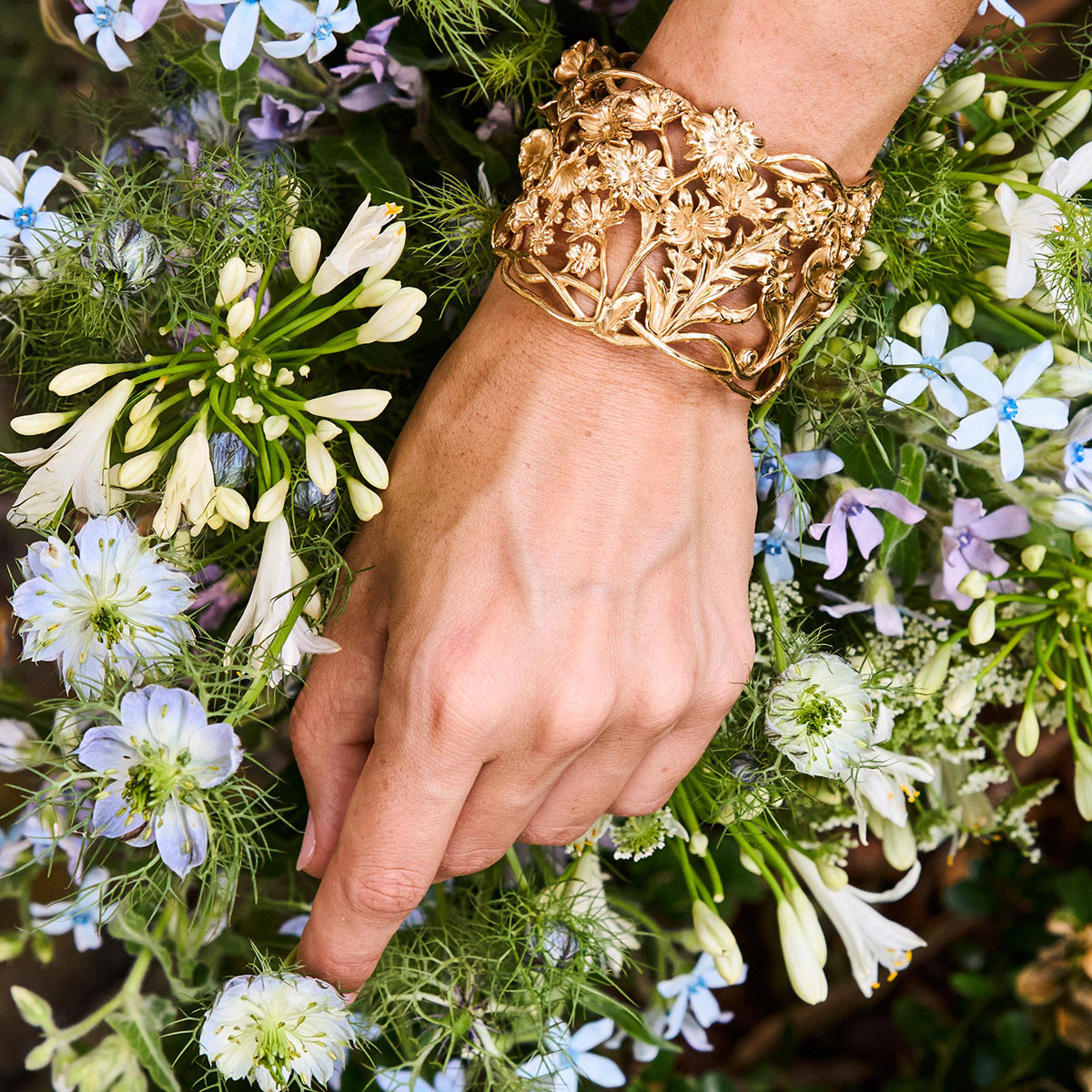 Meadow Wildflower Cuff in Gold