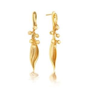 Meadow Lily of the Valley Convertible Earrings in Gold