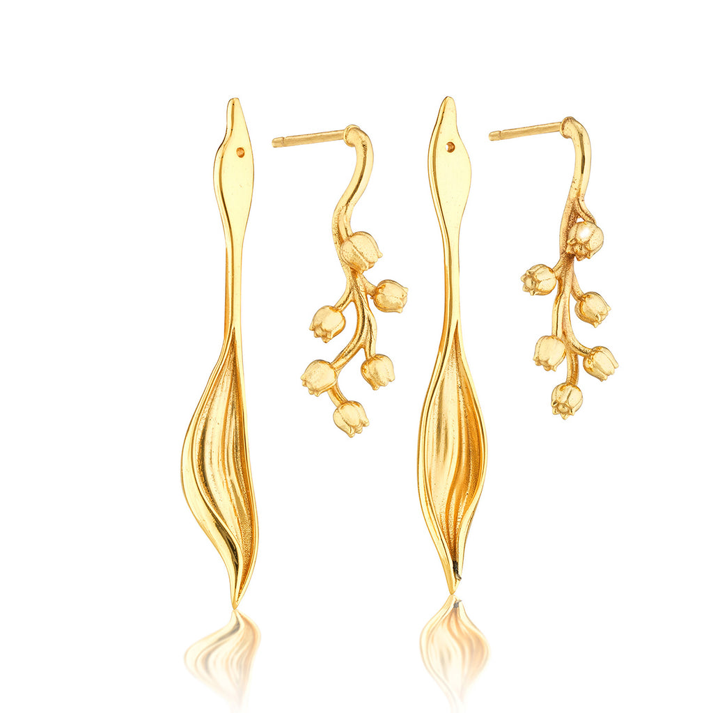 Meadow Lily of the Valley Convertible Earrings in Gold