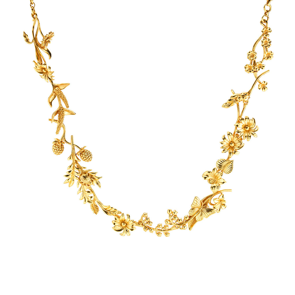 Meadow Wildflower Necklace in Gold