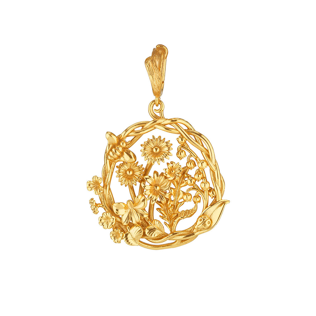 Meadow Wildflower Pendant in Gold