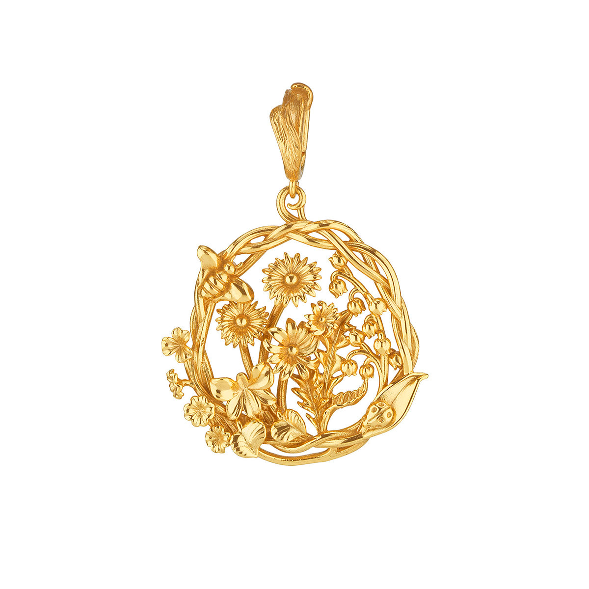 Meadow Wildflower Pendant in Gold