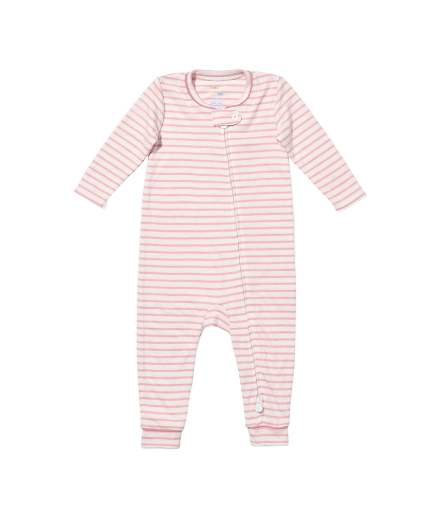Ziggy Zip Romper in Dusty Rose Mini Stripe