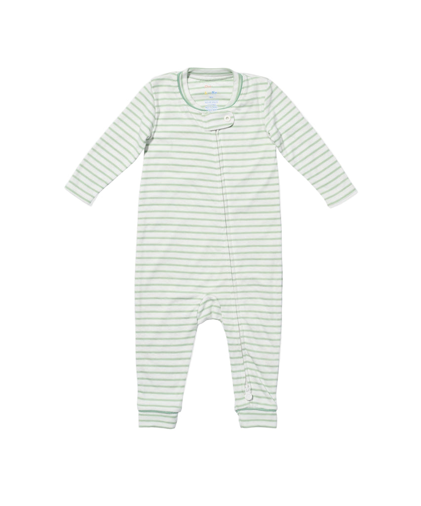 Ziggy Zip Romper in Dusty Seafoam Mini Stripe