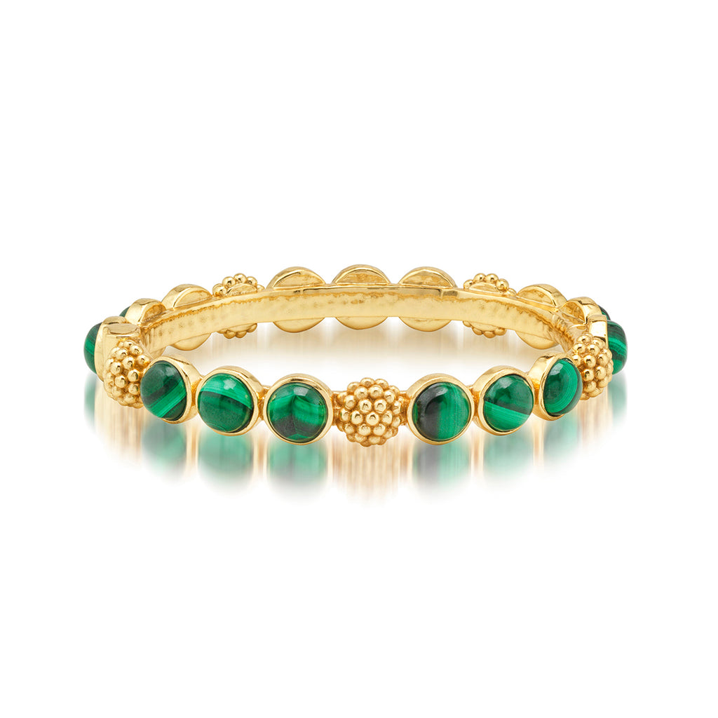 Berry Gem Hinged Bangle in Malachite