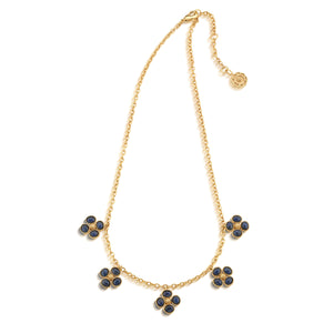 Berry Clover Multi Station Necklace in Blue Labradorite