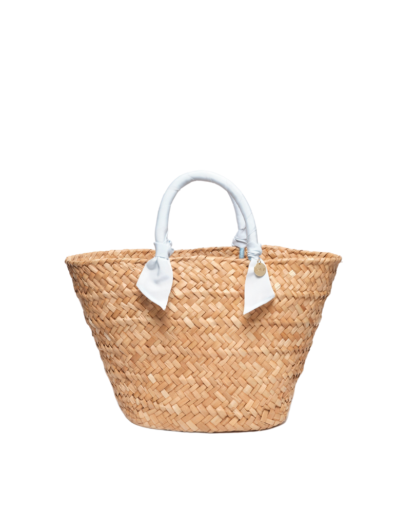 Rosie Woven Straw Ribbon-Handle Tote