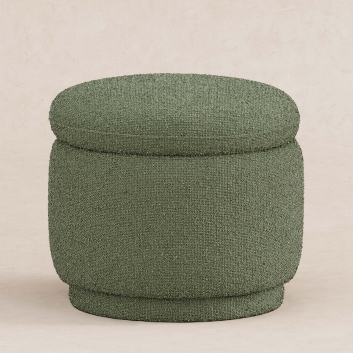 Enoki Storage Ottoman in Boucle in Olive Boucle
