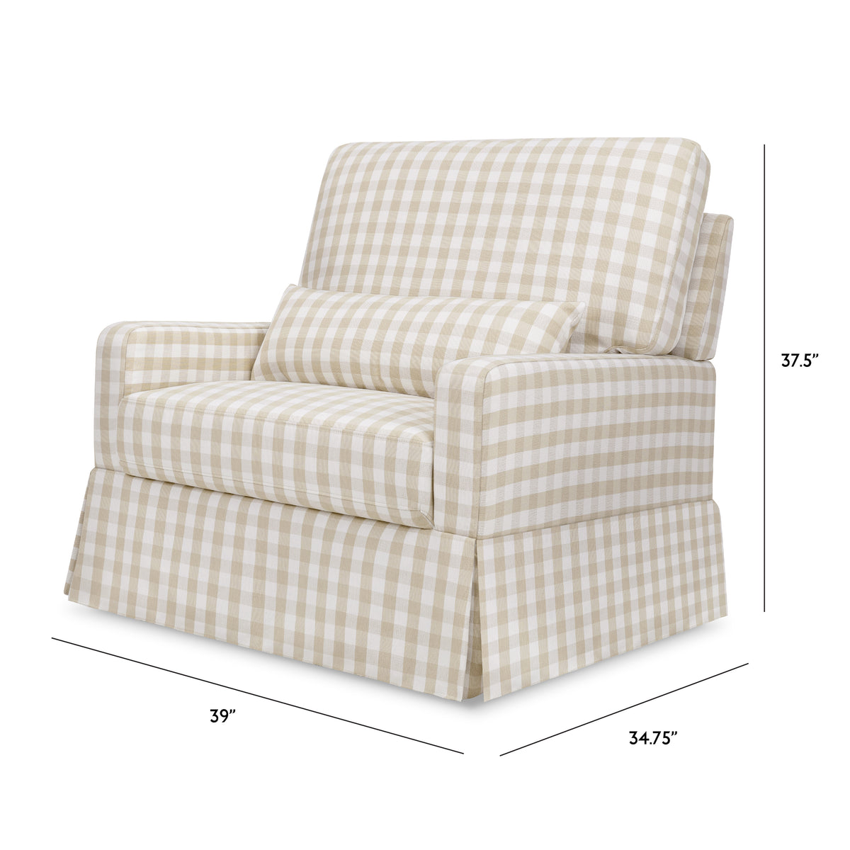 Crawford Pillowback Chair and a Half Comfort Swivel Glider in Tan Gingham