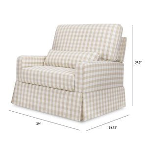 Crawford Pillowback Chair and a Half Comfort Swivel Glider in Tan Gingham