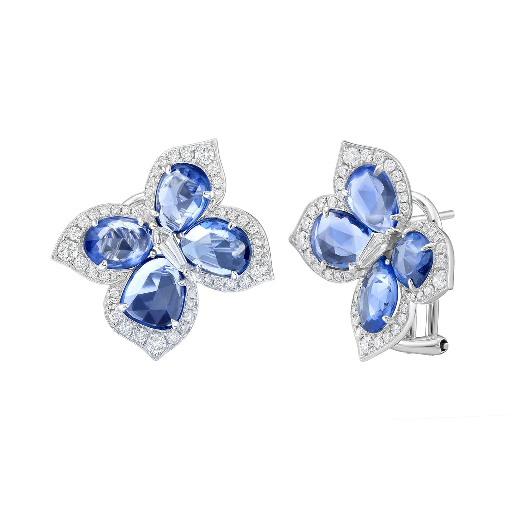 Artemis Blue Sapphire and Diamond Earrings - Jewelry - RUCHI New York
