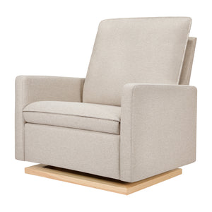 Cali Pillowback Chair and a Half Glider in Eco-Performance Fabric | Water Repellent & Stain Resistant in Performance Beach Eco-Weave with Light Wood Base