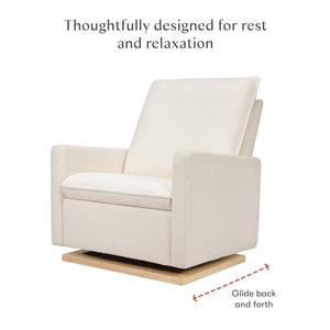 Cali Pillowback Chair and a Half Glider in Fleece in Chantilly Fleece with Light Wood Base