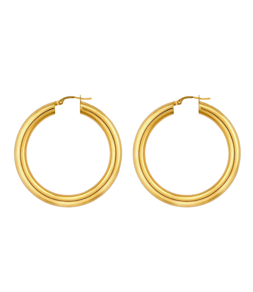Classic Solid Gold Hoop Earrings 9ct Gold 40mm Drop Over The Moon