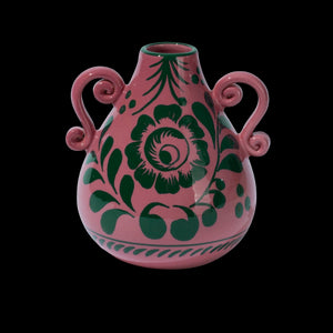 Amphora Vase in Raspberry & Pine Green
