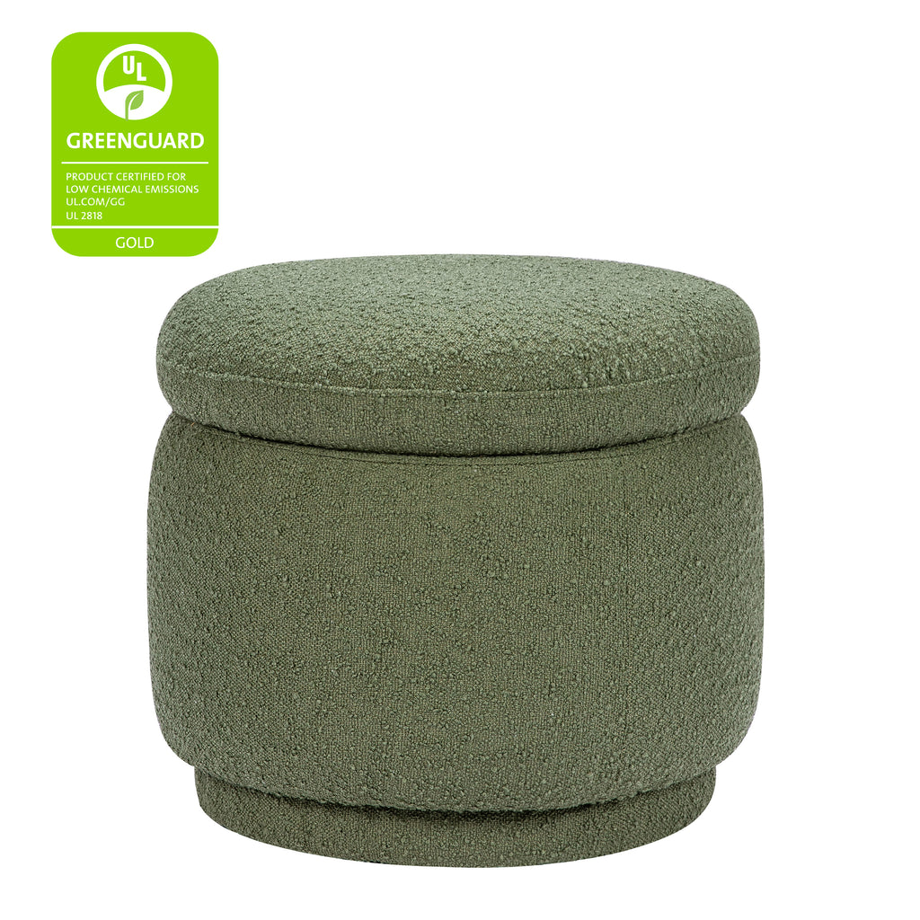 Enoki Storage Ottoman in Boucle in Olive Boucle
