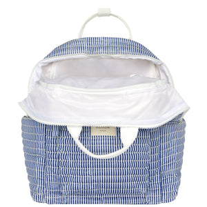 Navy Stripe Coated Backpack