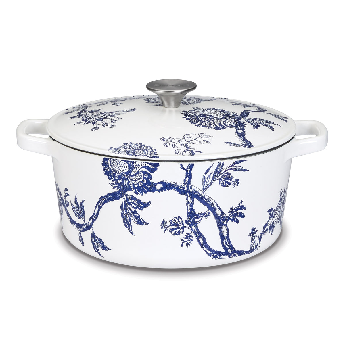 Caskata® 5 Qt. Round Covered Casserole - Floral Landscape in White
