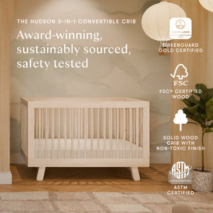 Hudson 3-in-1 Convertible Crib with Toddler Bed Conversion Kit in Natural