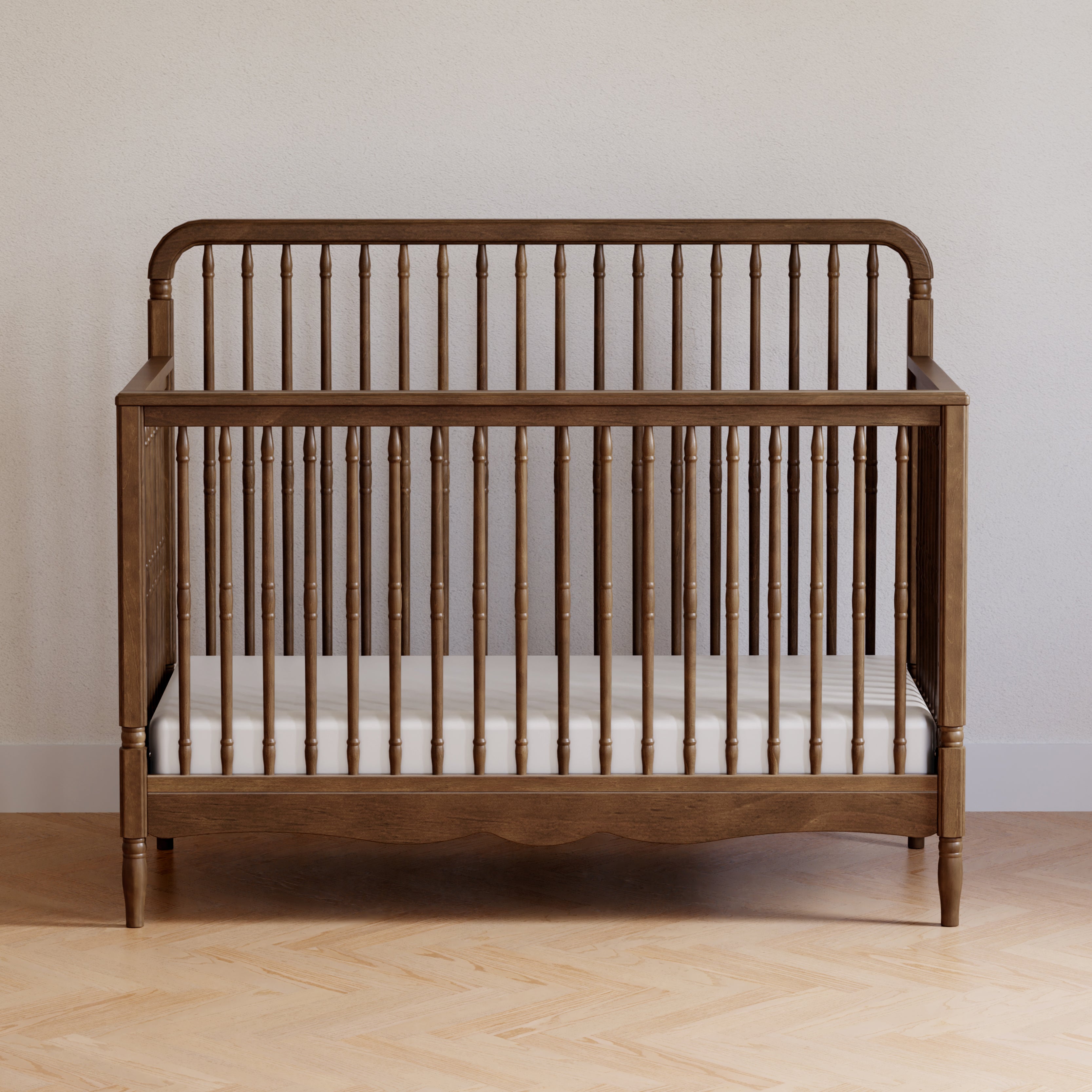 Liberty 4-in-1 Convertible Spindle Crib in Natural Walnut