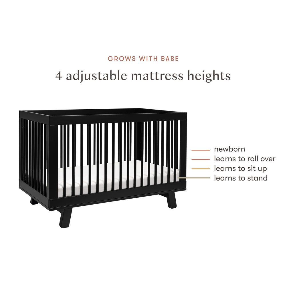 Hudson 3-in-1 Convertible Crib with Toddler Bed Conversion Kit in Black