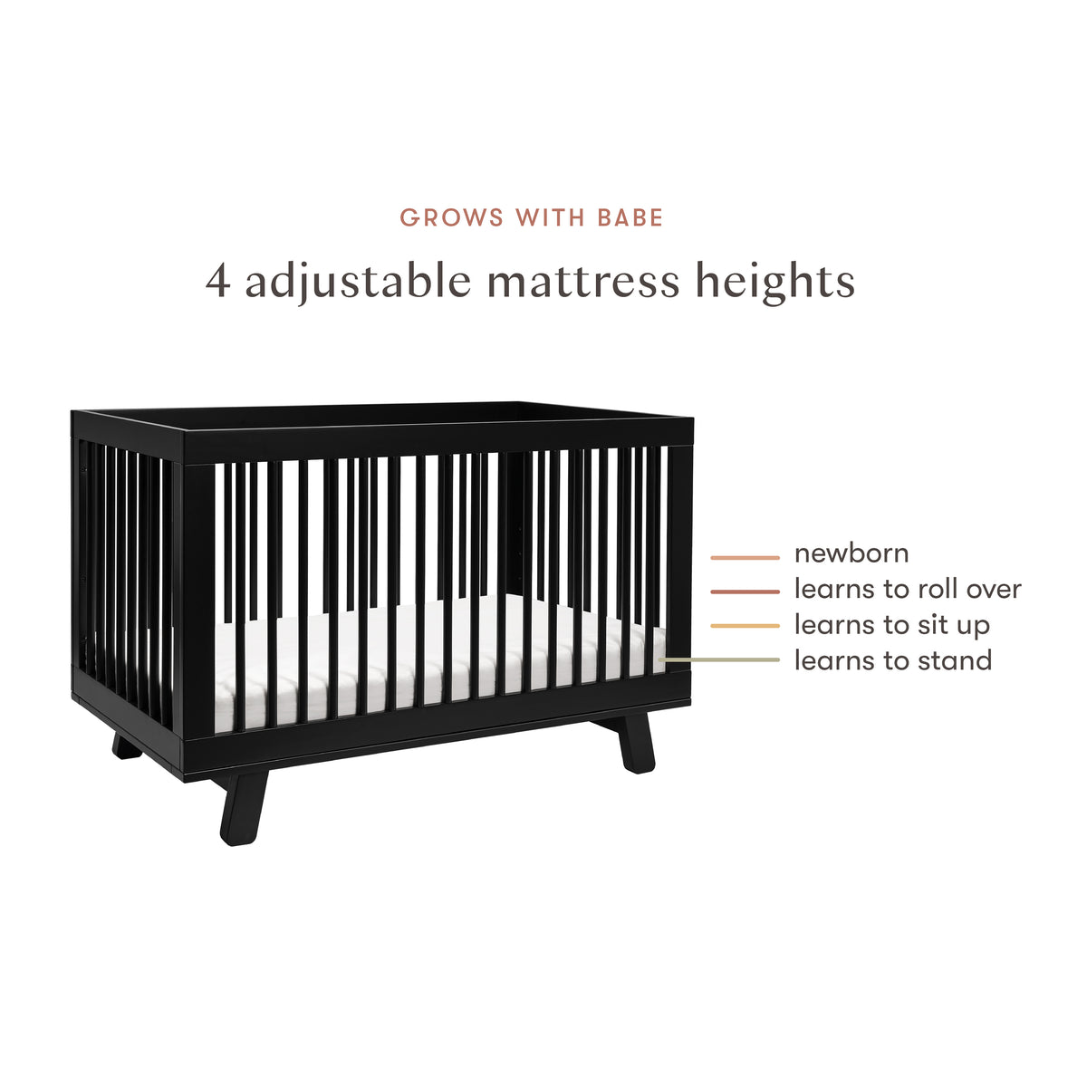 Hudson 3-in-1 Convertible Crib with Toddler Bed Conversion Kit in Black
