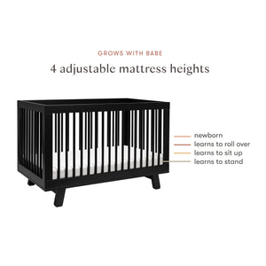 Hudson 3-in-1 Convertible Crib with Toddler Bed Conversion Kit in Black