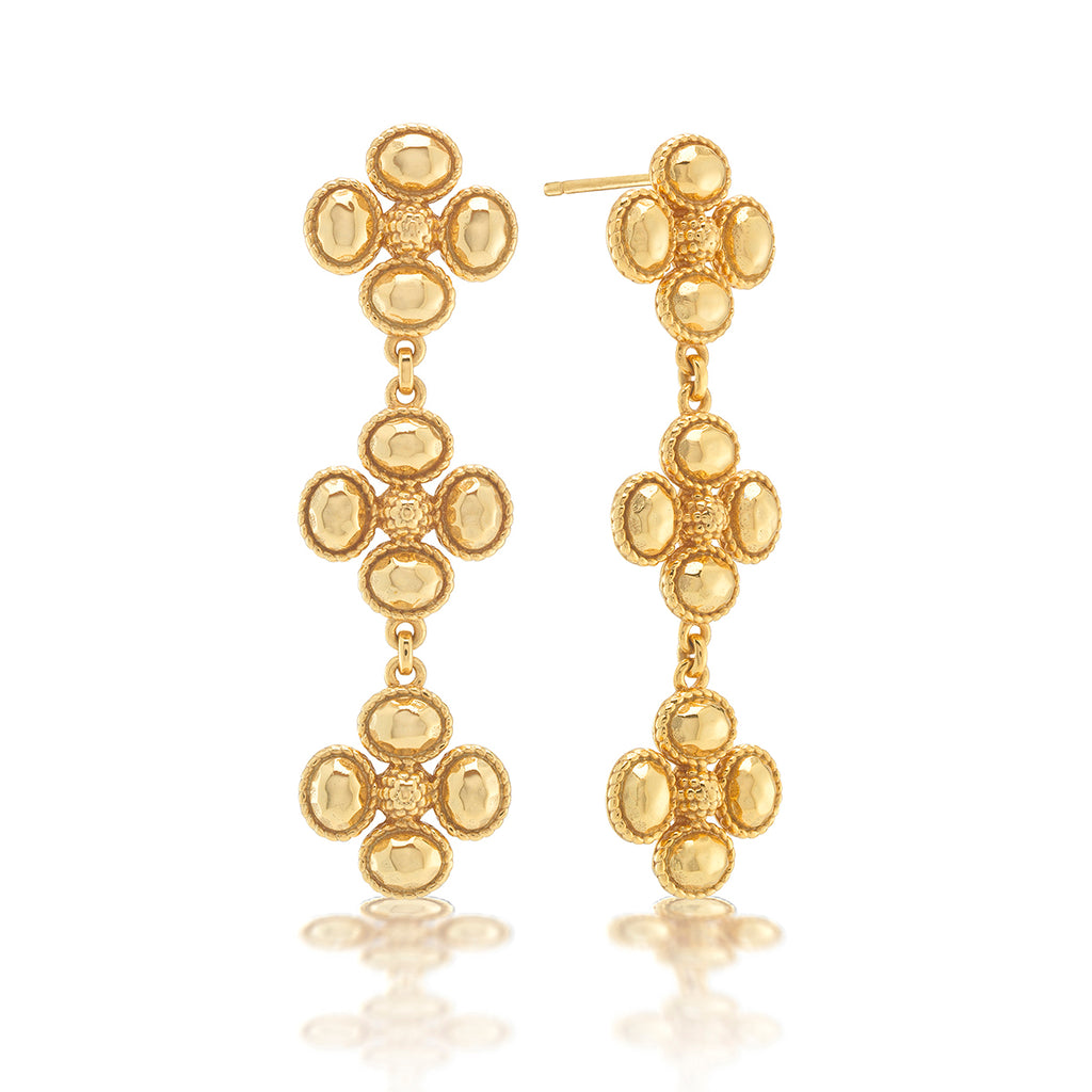 Berry Clover Linear Earrings in Gold