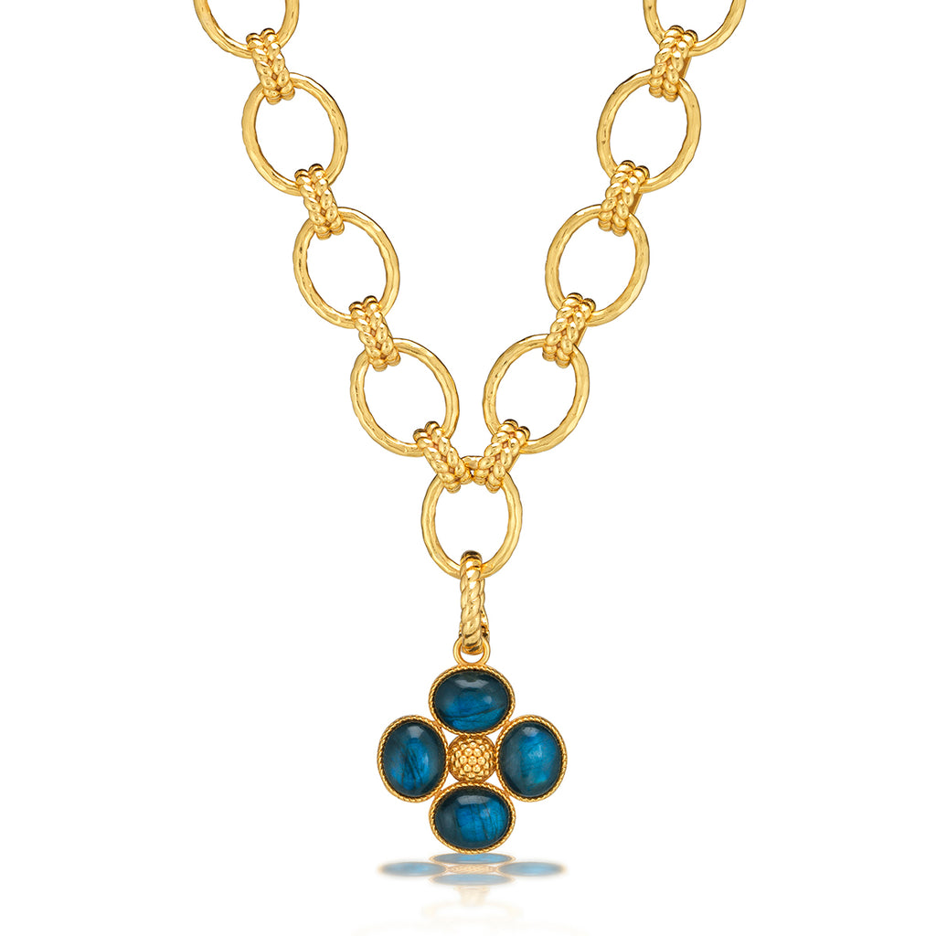Berry Clover Double Sided Pendant in Blue Labradorite