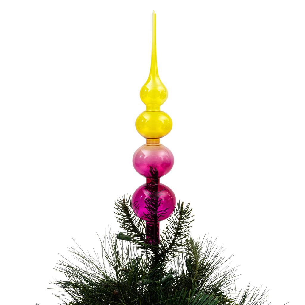 Glass Bubble Ombre Tree Topper in Pink and Citrine
