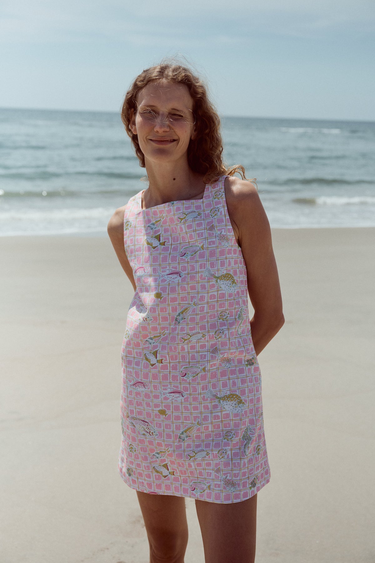 OTM Exclusive: Classic Mini Shift Dress in Pink Fishing Net