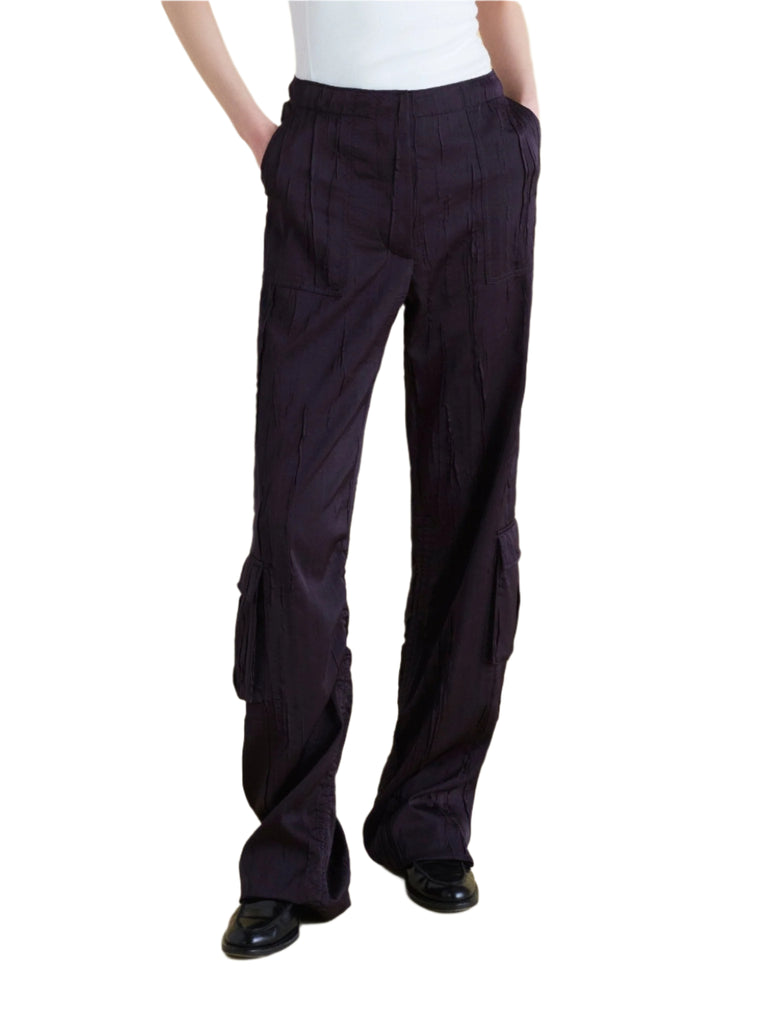 Crinkled Satin Cargo Trouser - Marina Moscone