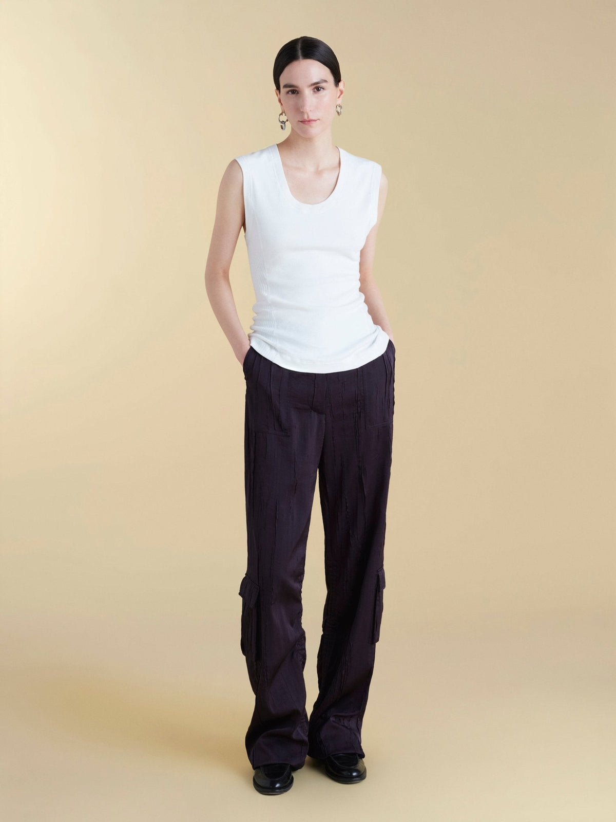 Crinkled Satin Cargo Trouser - Marina Moscone