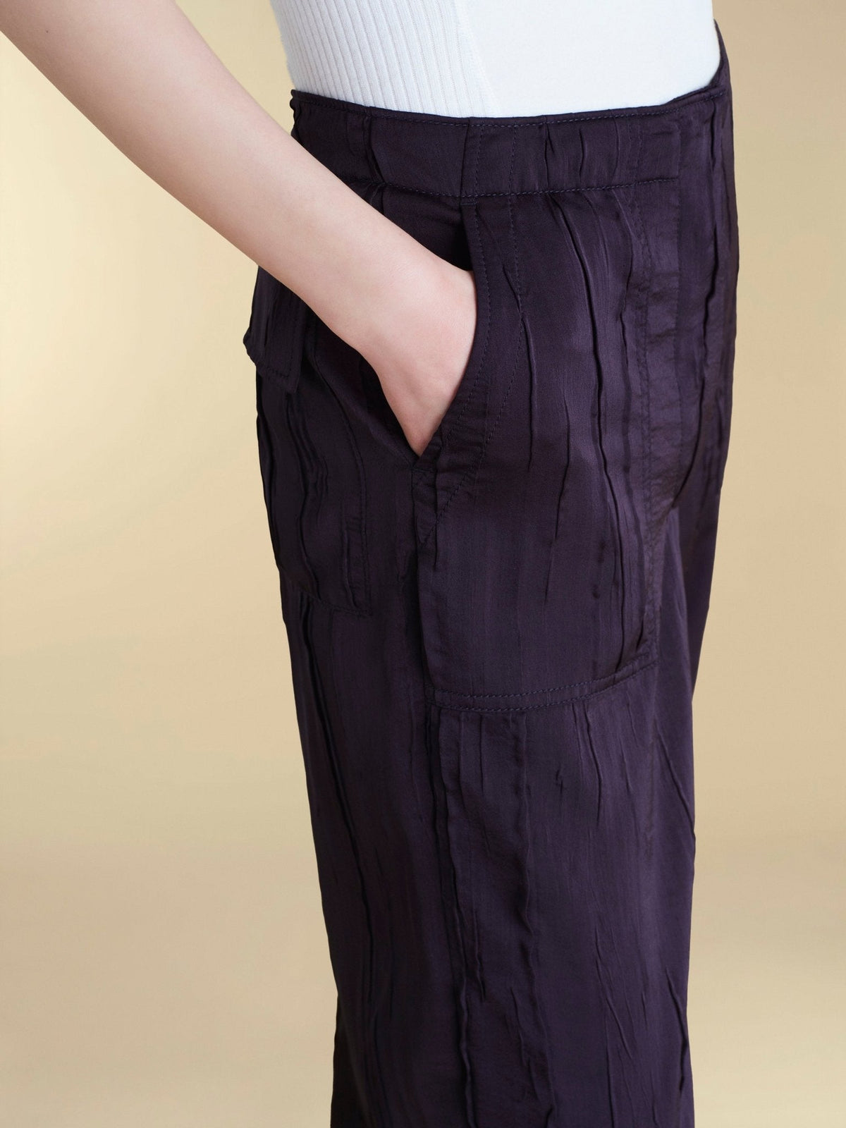 Crinkled Satin Cargo Trouser - Marina Moscone