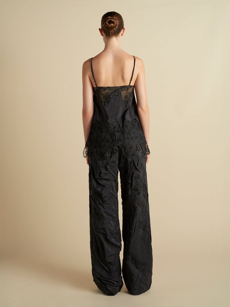 Crushed Pinstripe Parachute Trouser - Marina Moscone