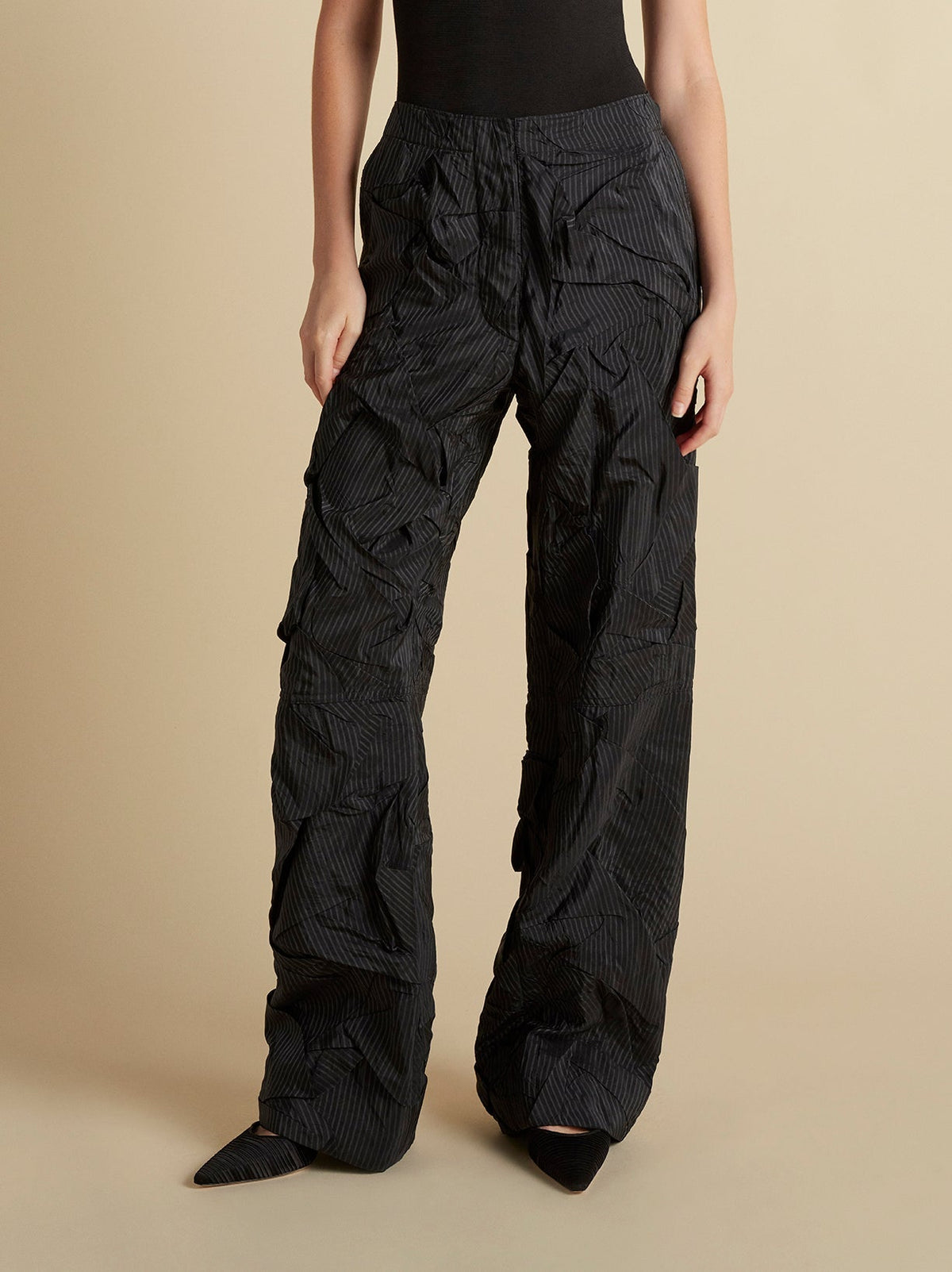 Crushed Pinstripe Parachute Trouser - Marina Moscone