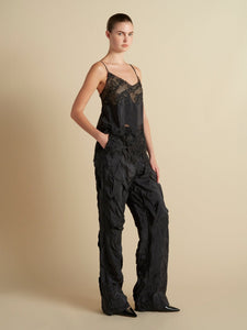 Crushed Pinstripe Parachute Trouser - Marina Moscone