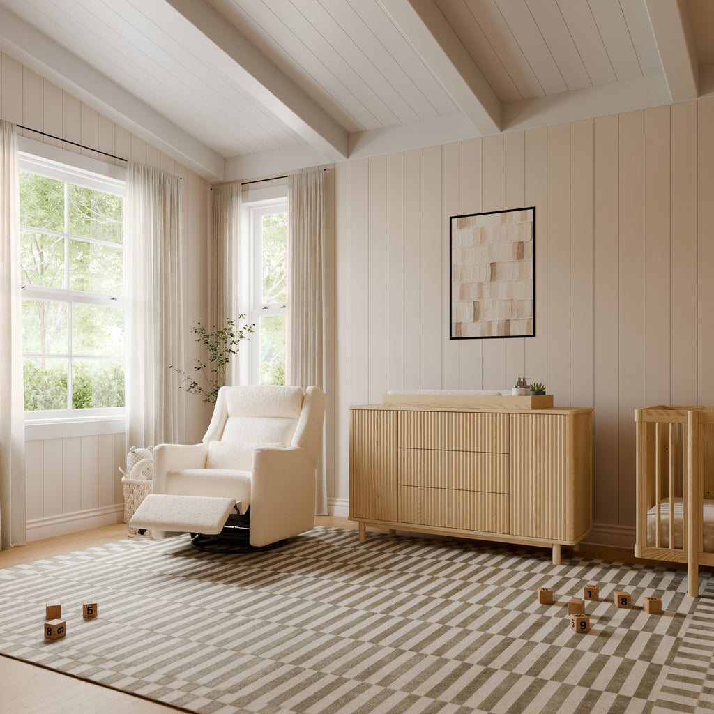 Kiwi Plus Power Recliner and Swivel Glider with Power Adjustable Headrest and USB Port in Performance Ivory Boucle