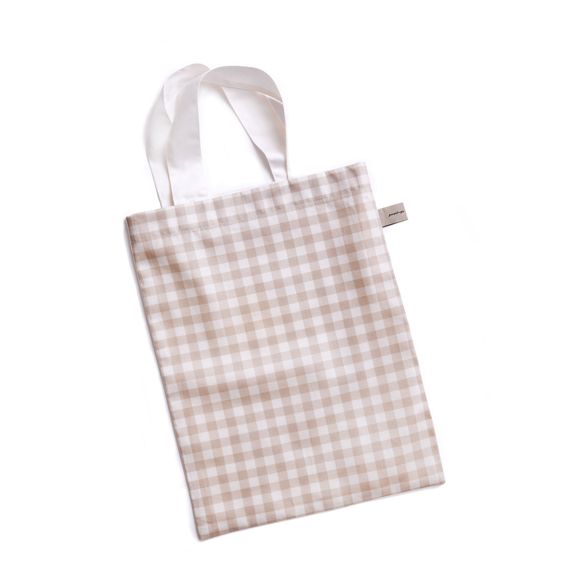 Fabric bag in Picnic Gingham print in beige color
