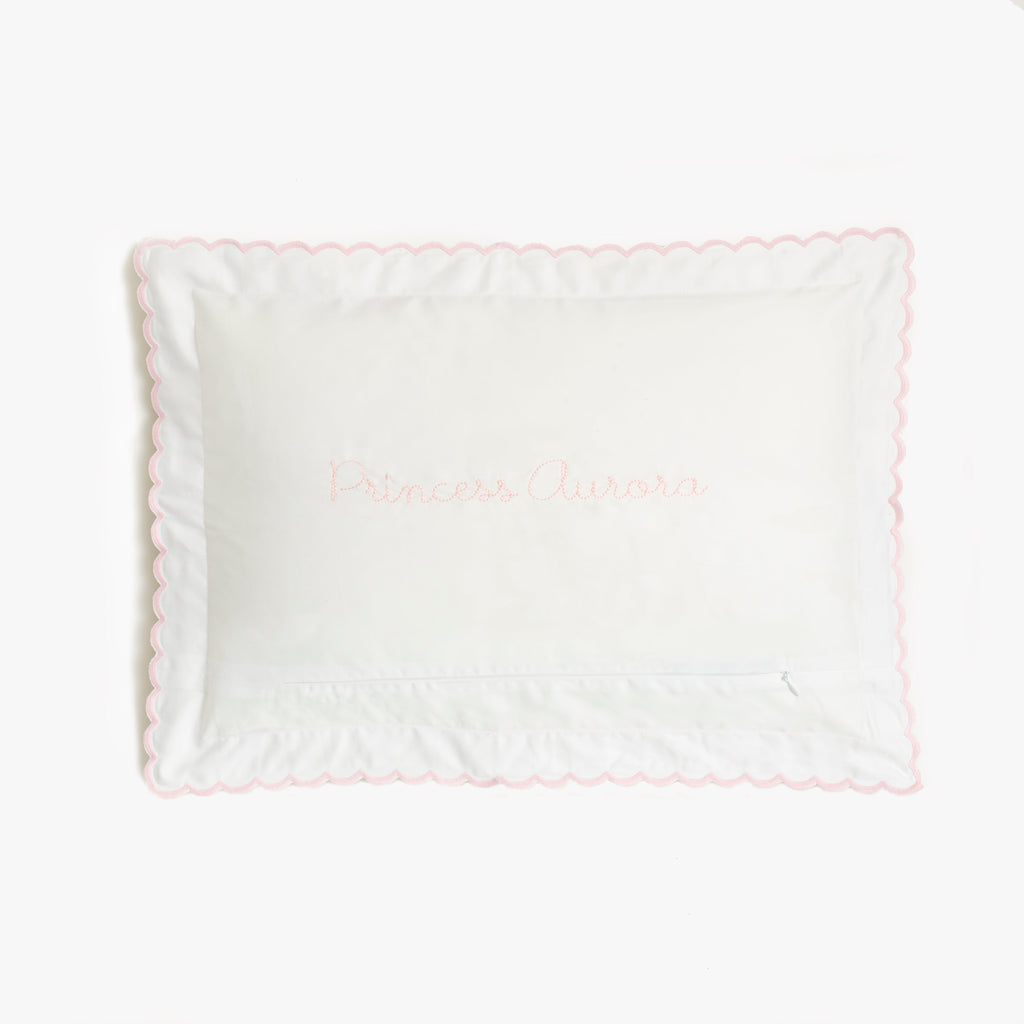 Toddler Pillow with Monogram on it that says "Princess Aurora"