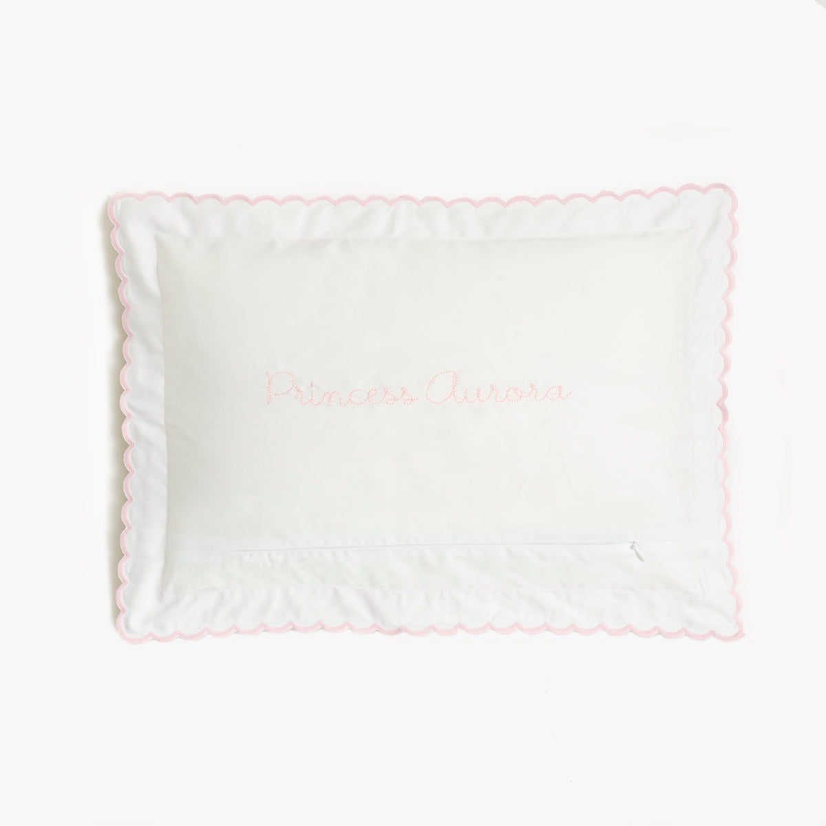 Toddler Pillow with Monogram on it that says "Princess Aurora"