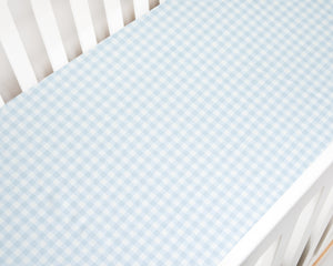 Blue Gingham Printed Crib Sheet