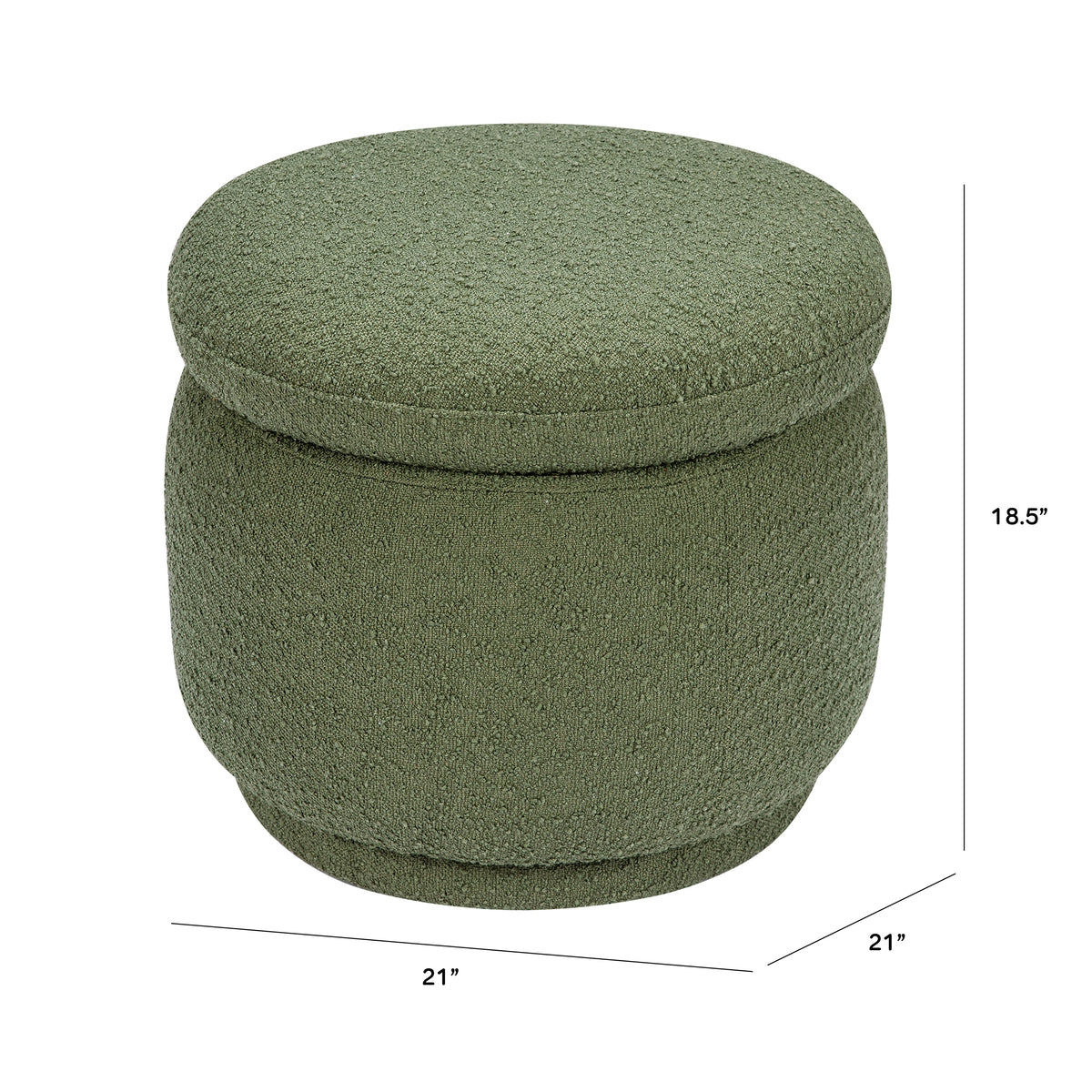 Enoki Storage Ottoman in Boucle in Olive Boucle