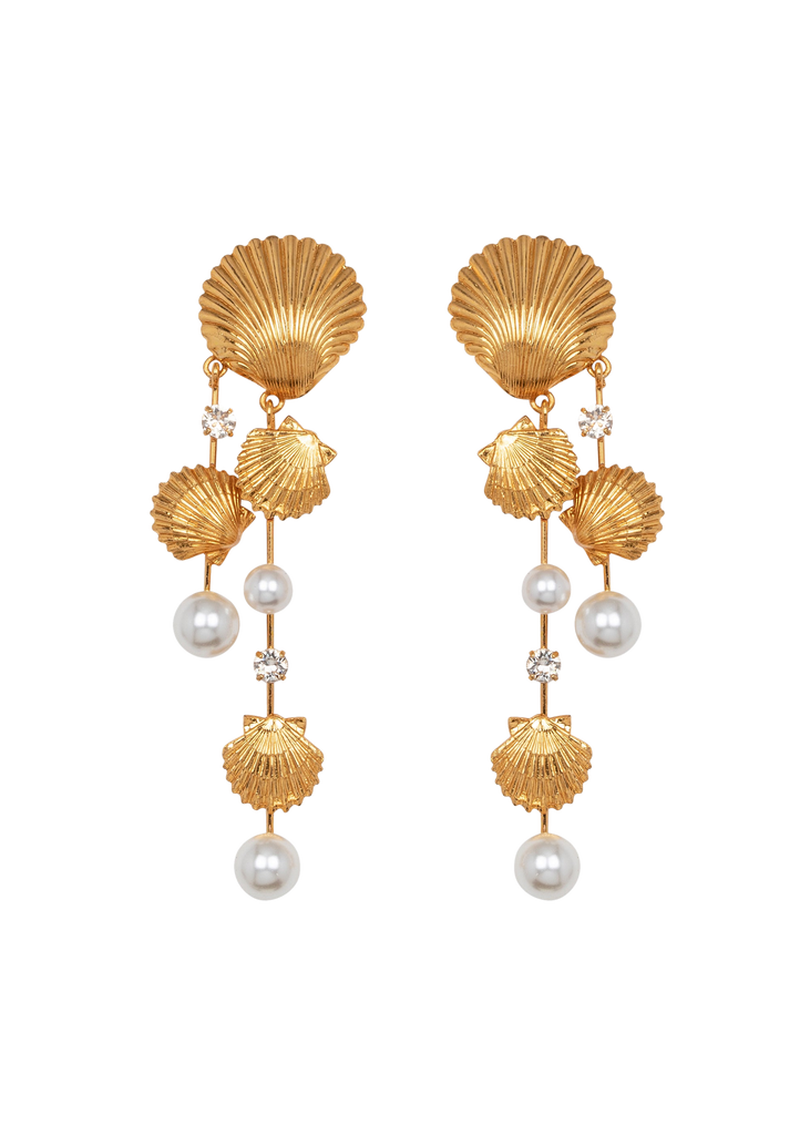 Mariel Earrings in Gold Pearl