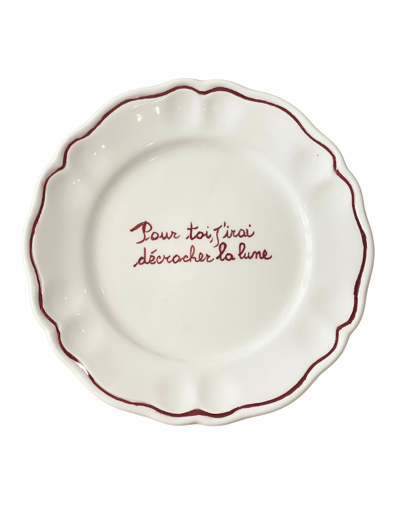 Pour Toi, J'irais Décrocher La Lune Scalloped Plate, Set of 6